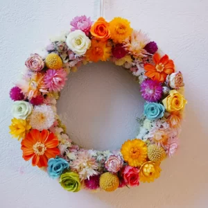 プリザーブドフラワーのリースアレンジメント